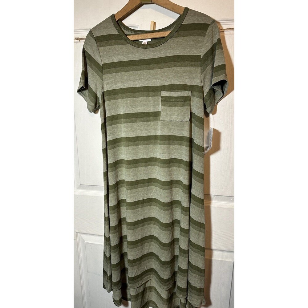 LuLaRoe Carly Dress XS Olive Green Hi-Low Hem Everyday Casual Comfort NWT